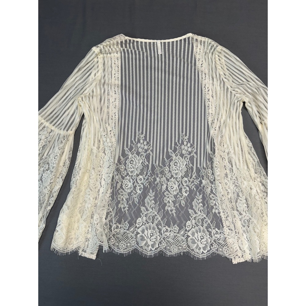 NWT* Ivory Lace Xhilaration Sheer Bell Sleeve Open Front Women's Cardigan XL - Picture 8 of 8